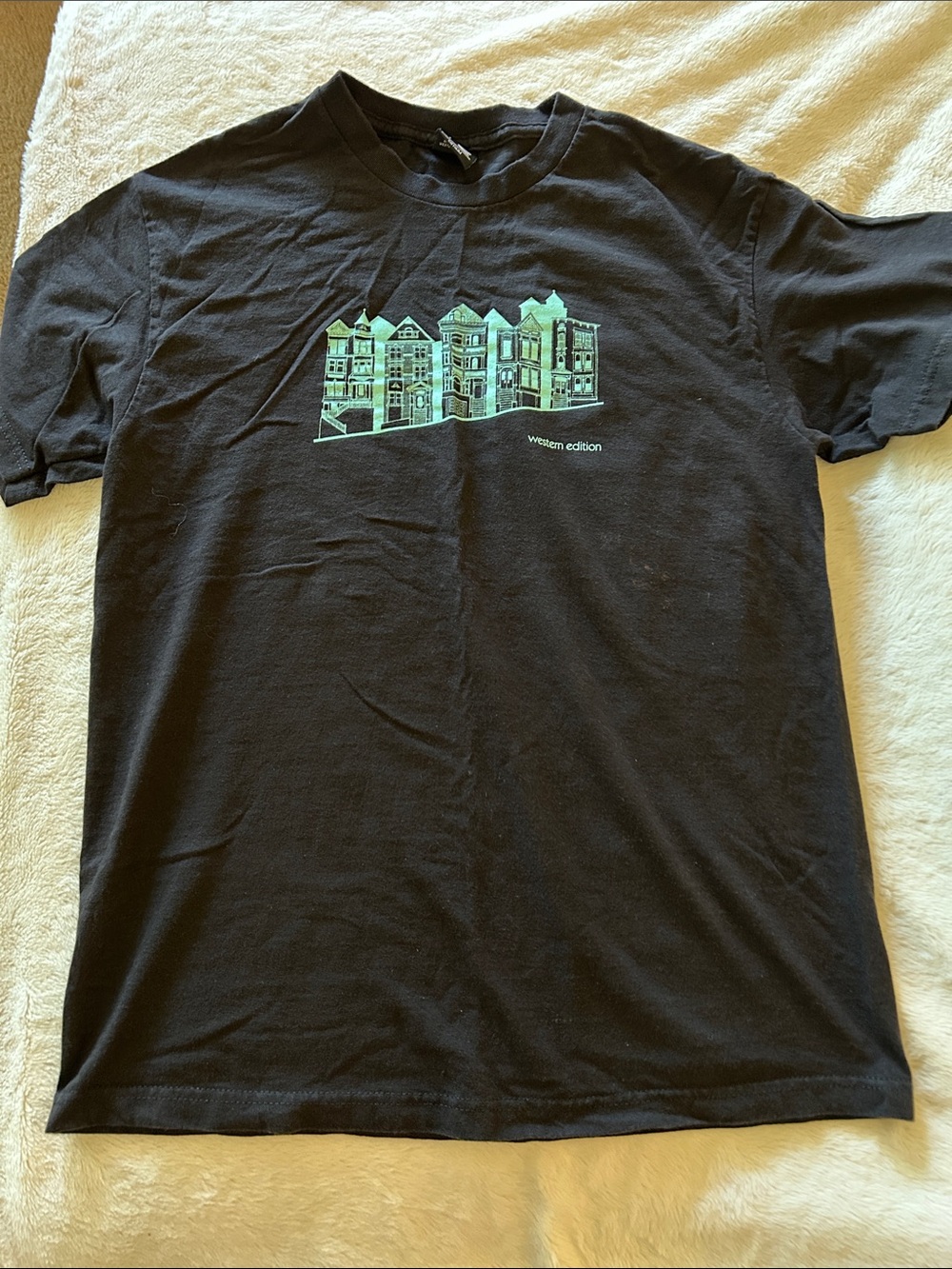 Western Edition Black Short-Sleeve Tee with Mint Green SF Painted Ladies